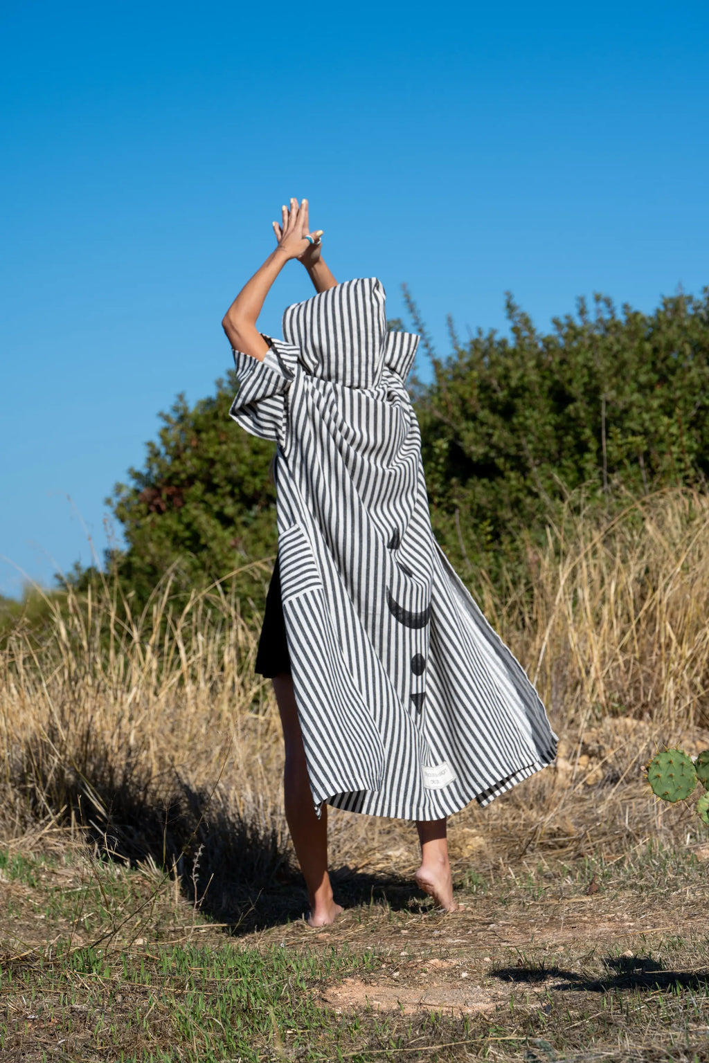 Uzun Kimono .15. Siyah & Beyaz Çizgili