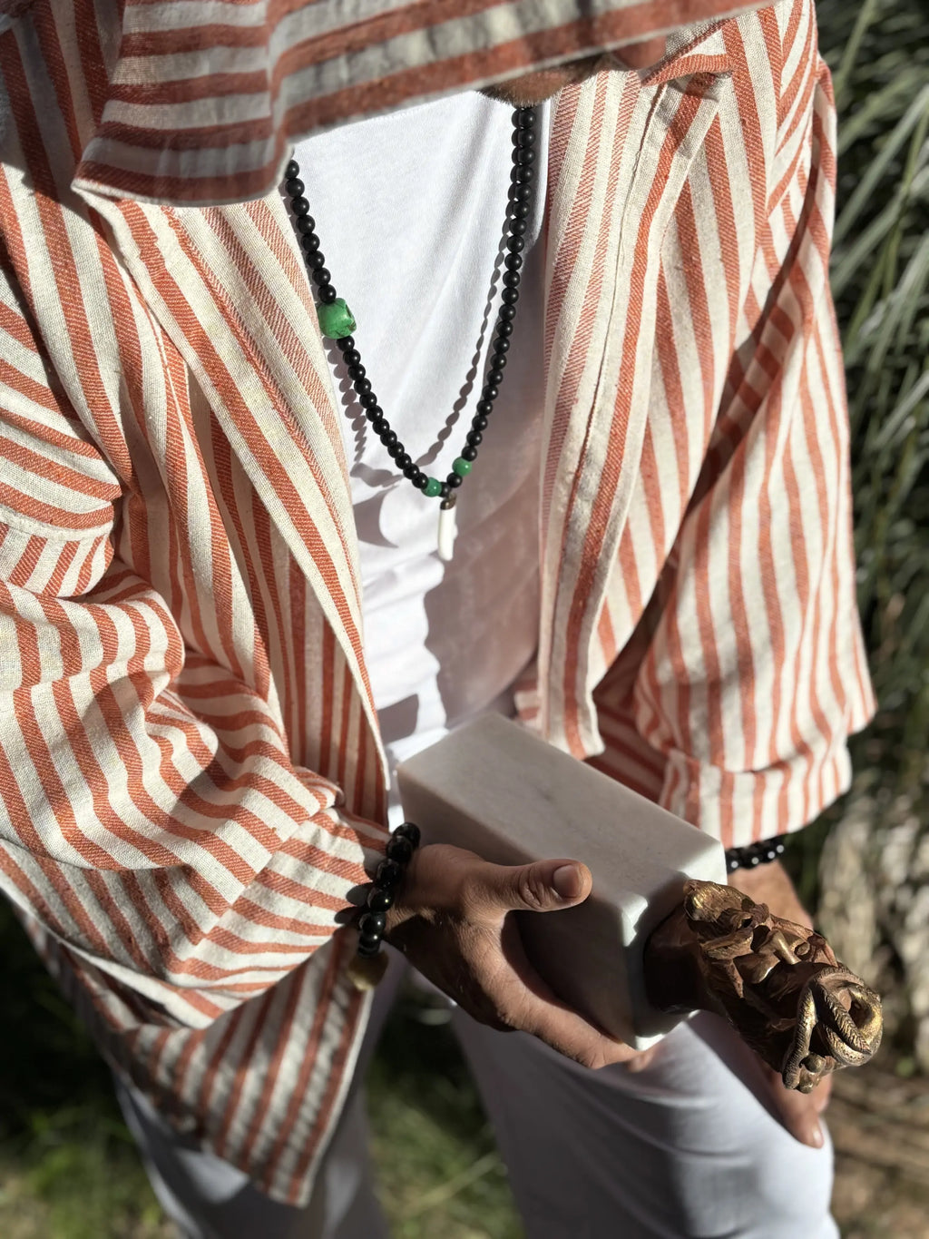 Kısa Kimono .18. Turuncu & Beyaz Çizgili