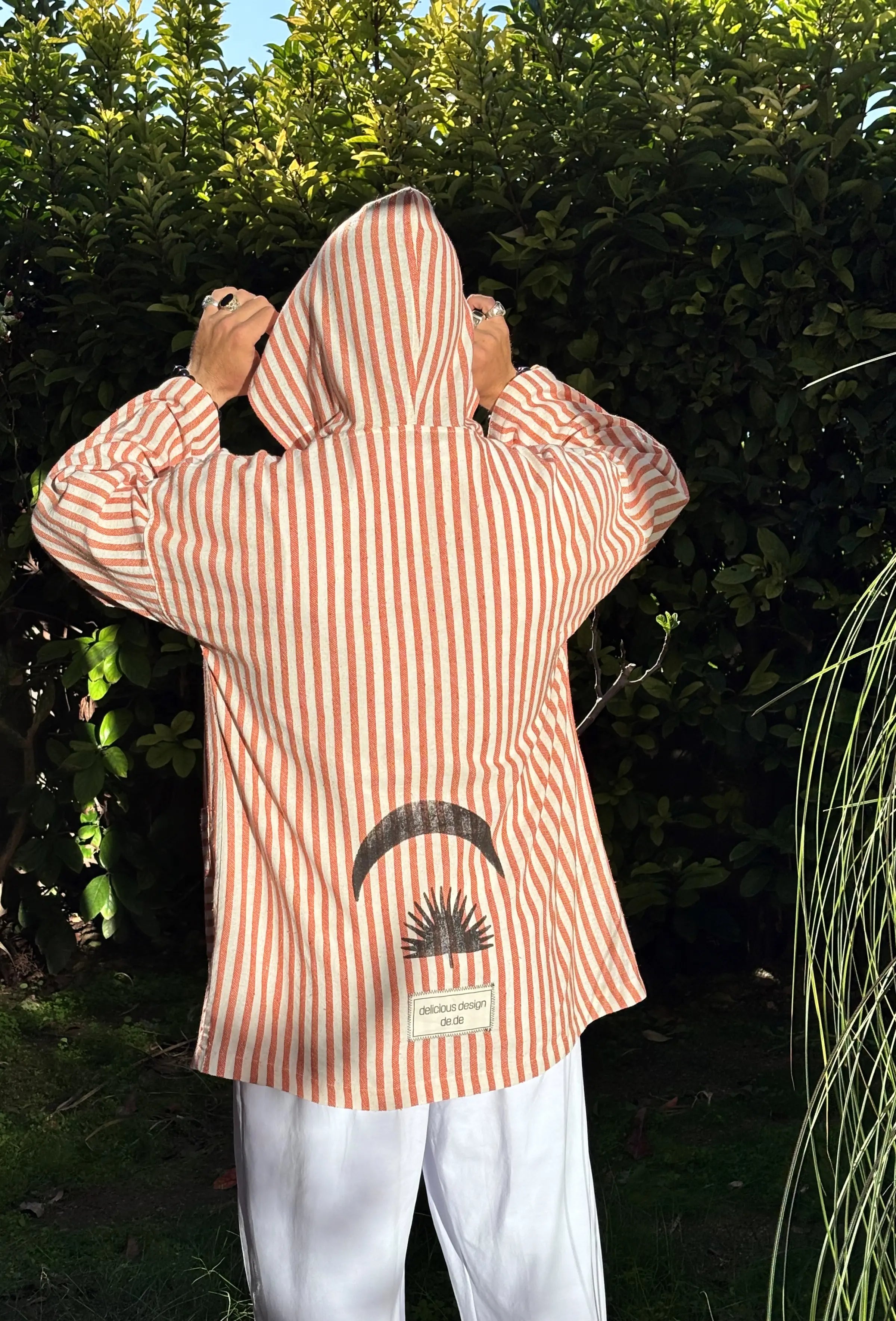 Kısa Kimono .18. Turuncu & Beyaz Çizgili