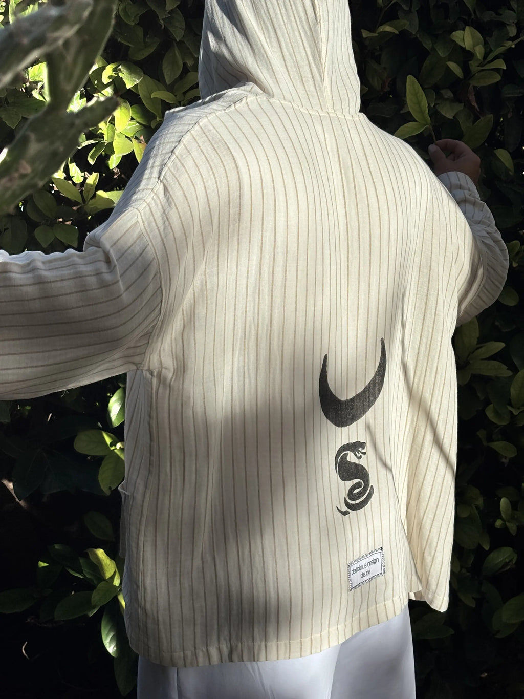 Super Light Kısa Kimono .7. Bej & Kırık Beyaz İnce Çizgili